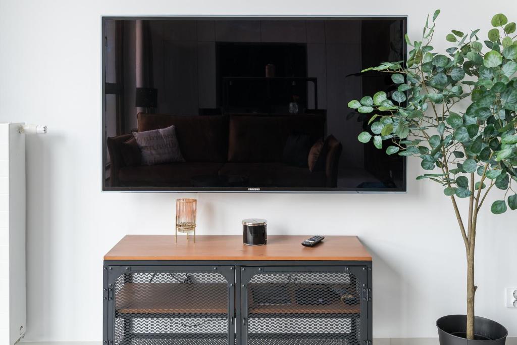 TV a/nebo společenská místnost v ubytování Browary Warszawskie Industrial Studio