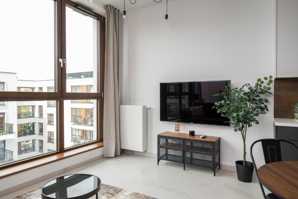 TV a/nebo společenská místnost v ubytování Browary Warszawskie Industrial Studio