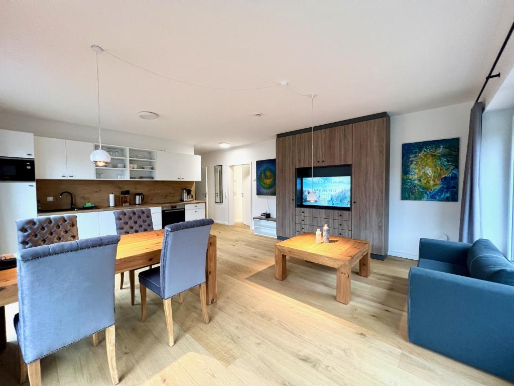Kuchyň nebo kuchyňský kout v ubytování Apartmenthaus Emily by POLY Hohwacht