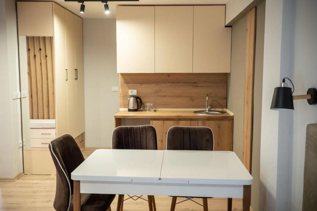 Kuchyň nebo kuchyňský kout v ubytování Hotel CENTRAL
