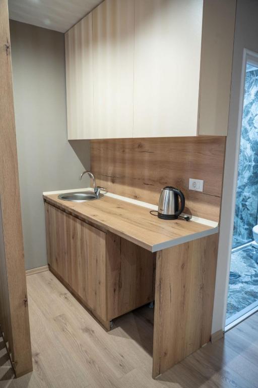 Kuchyň nebo kuchyňský kout v ubytování Hotel CENTRAL