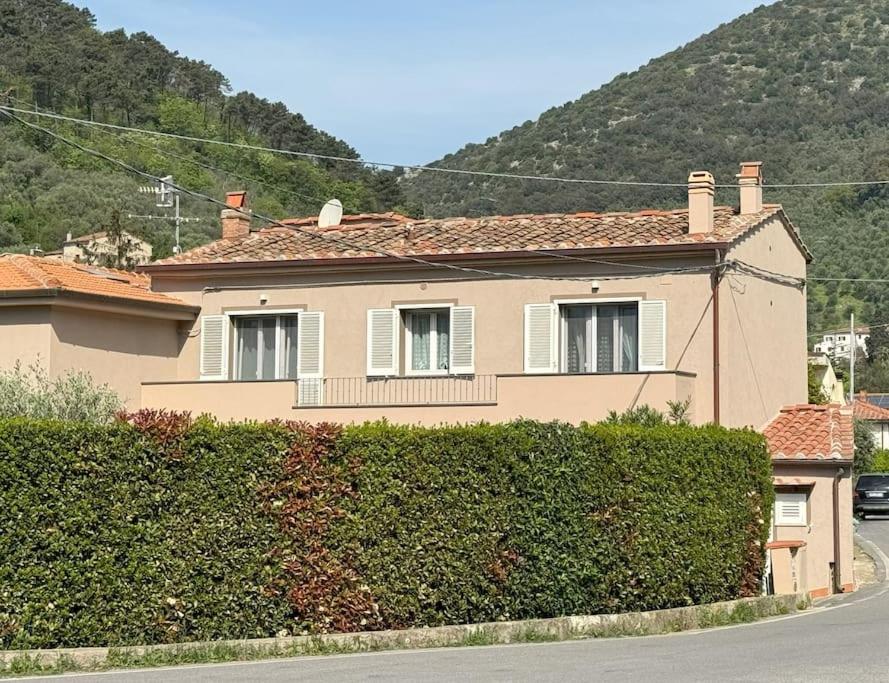 una casa con un seto delante de una casa en Casa Anna Asciano, en Asciano Pisano