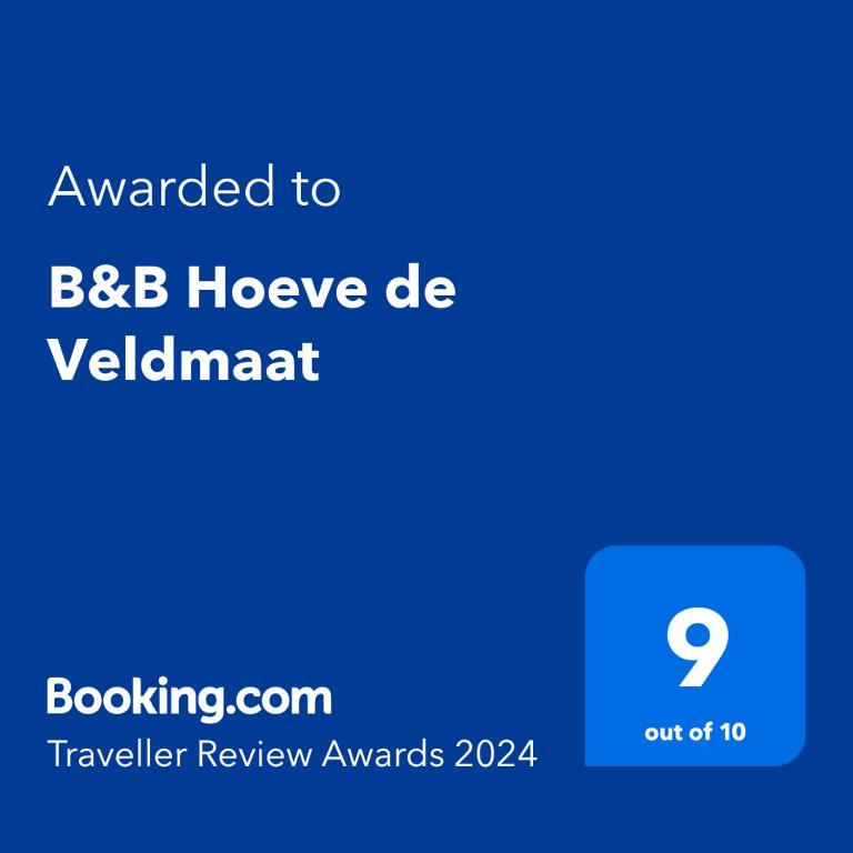 Certifikát, hodnocení, plakát nebo jiný dokument vystavený v ubytování B&B Hoeve de Veldmaat