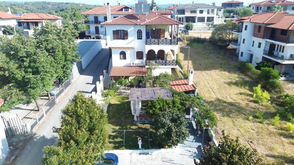 an aerial view of a house in a residential neighborhood at Vangel Garden in Agios Nikolaos