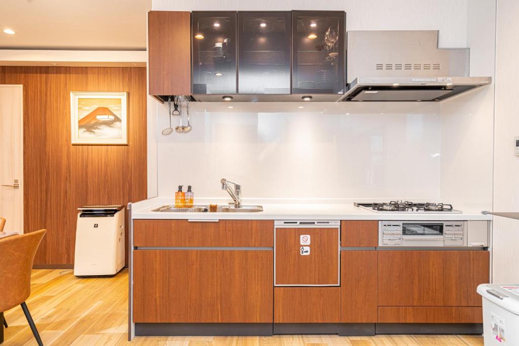 Asakusa,Ginza,Ueno,Skytree,Stn&Conv 1min ,Family suite,45 Mins to Airport,Kiyoka Villa 清禾的厨房或小厨房