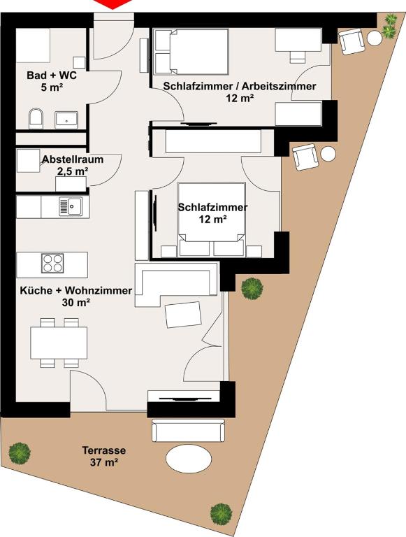 Luxusapartment mit 40 qm Terrasse, E-Parkplatz und Parkplatz - 1