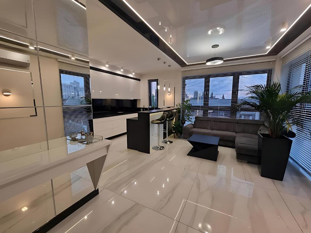 Η κουζίνα ή μικρή κουζίνα στο Luksusowy Apartament Glamour