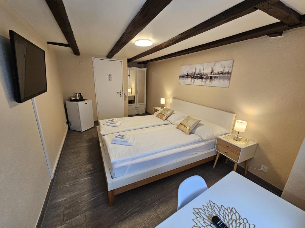 Postel nebo postele na pokoji v ubytování Hotel Surselva