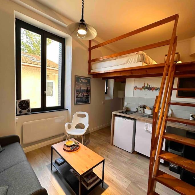 Il comprend un salon avec des lits superposés et une cuisine. dans l'établissement Lyon 3 - T1 Soignat - HostisY, à Lyon