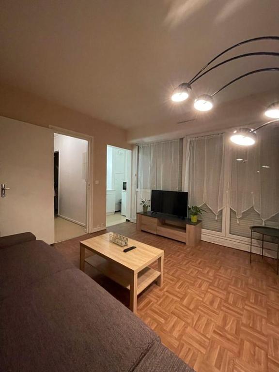 un salon avec un canapé et une table basse dans l'établissement Location saisonnière Argenteuil, à Argenteuil