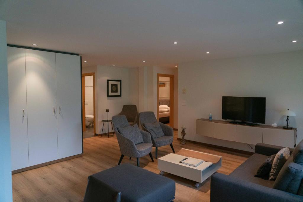 TV a/nebo společenská místnost v ubytování Meric Apartment