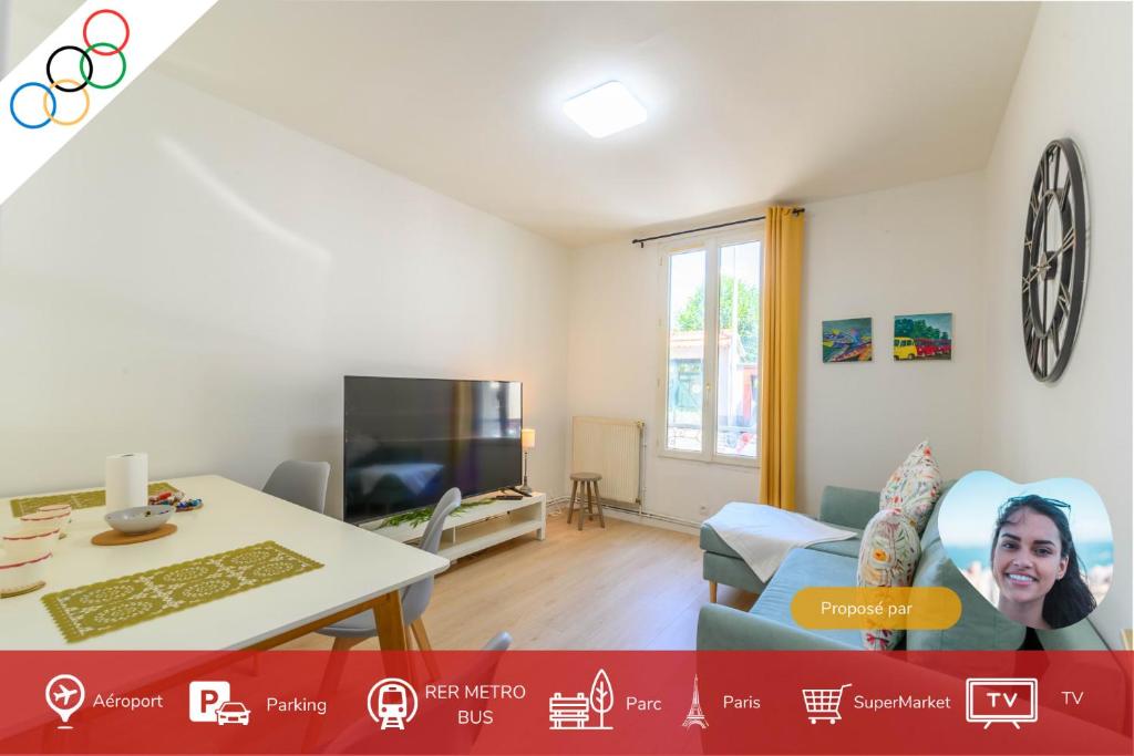 Televisyen dan/atau pusat hiburan di Le Chevreul appartement entier proche Paris