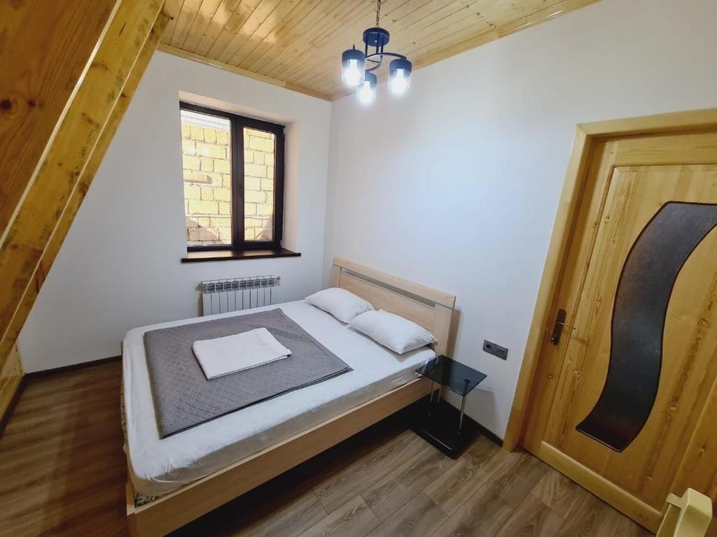 Postel nebo postele na pokoji v ubytování Aframe Heating pool FrD