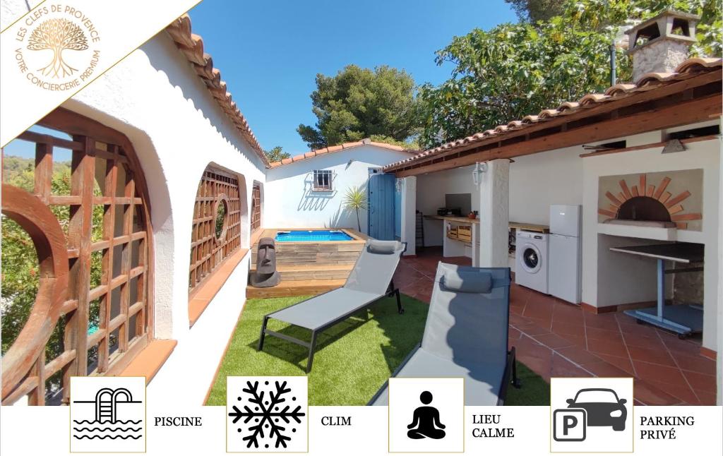 une maison avec un jardin et une terrasse dans l'établissement La Caravelle - À 5 min de Cassis, à Roquefort-la-Bédoule