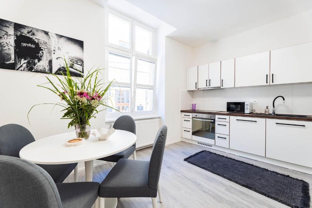 Kuchyň nebo kuchyňský kout v ubytování Silvie Apartments - Wurmova