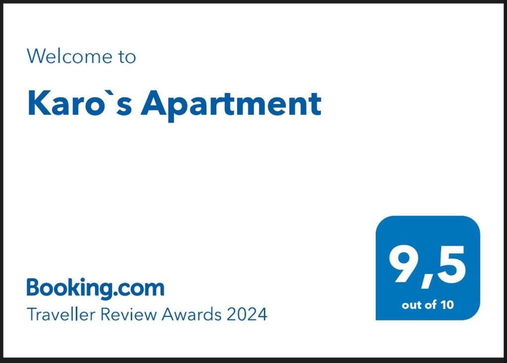 Certifikát, hodnocení, plakát nebo jiný dokument vystavený v ubytování Karo`s Apartment