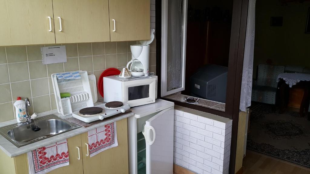 Kuchyň nebo kuchyňský kout v ubytování Vogel Ági Vendégháza
