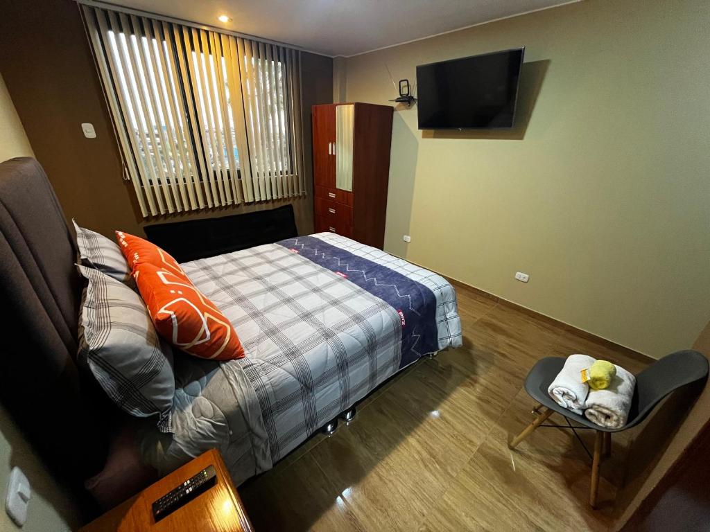 Postel nebo postele na pokoji v ubytování Matty House
