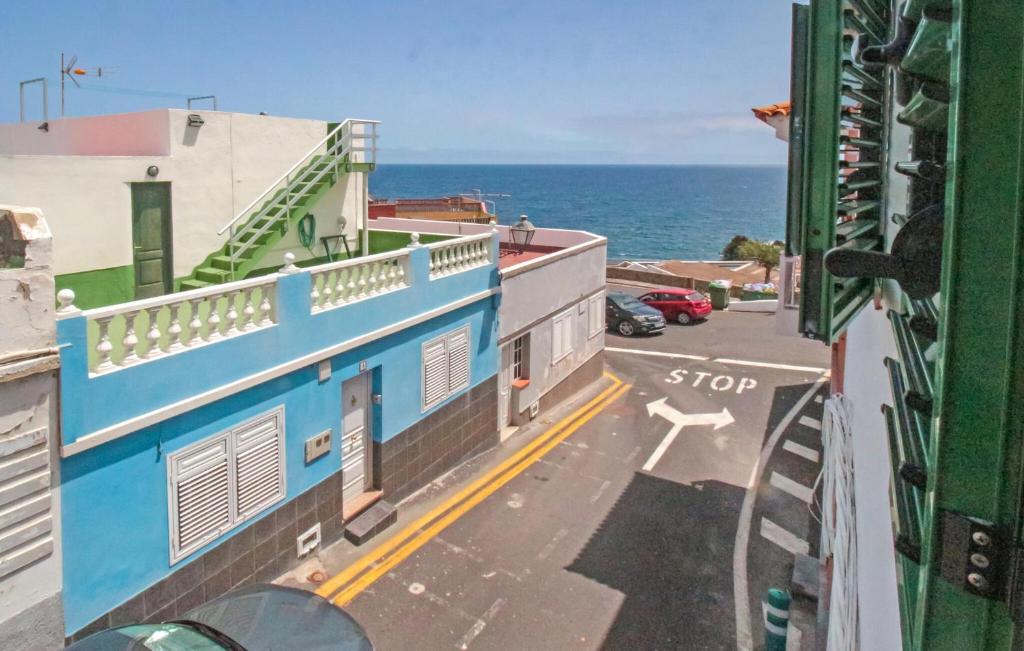 a view of a street with the ocean in the background at Cozy Apartment In Garachico With Wifi in Garachico