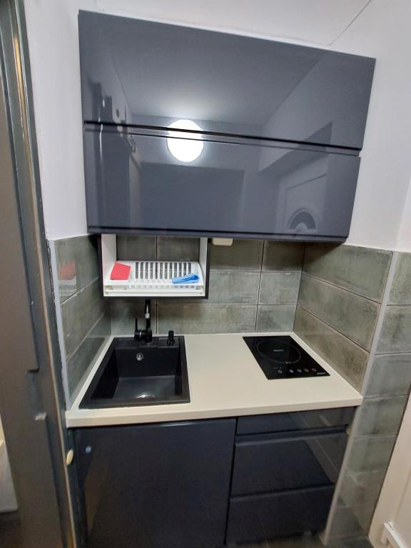 Kuchyňa alebo kuchynka v ubytovaní Vízparti gyermekbarát teljesen felújított Apartman, őrzött, saját strand, parkoló, étterem