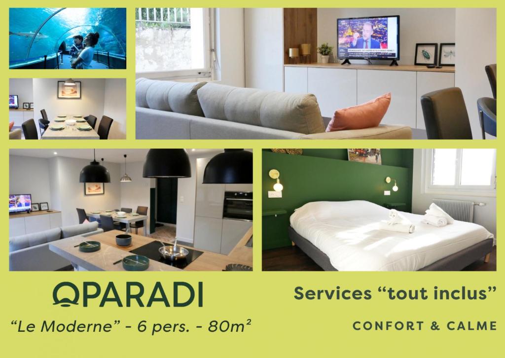 Televízia a/alebo spoločenská miestnosť v ubytovaní OPARADI "Le Moderne" - Confort & bord de mer