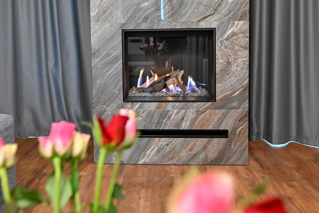 TV a/nebo společenská místnost v ubytování Hotel Ovruč - rodinný apartmán 111