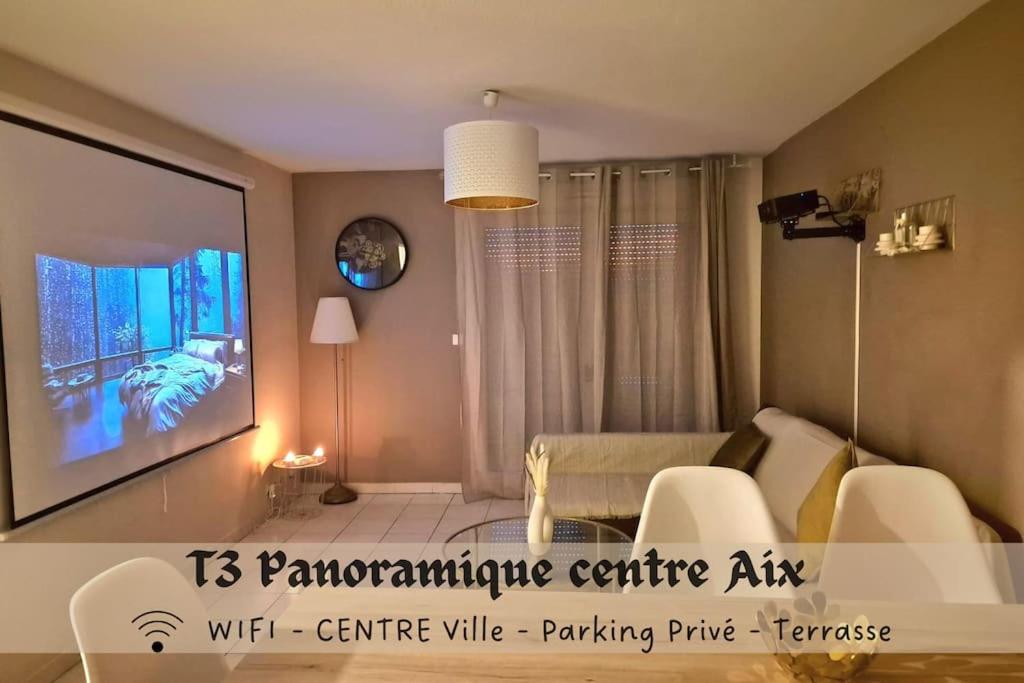 TV a/nebo společenská místnost v ubytování T3 Panoramique Centre Aix en Provence