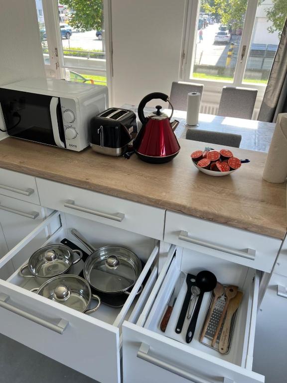 Kuchyň nebo kuchyňský kout v ubytování HANNA Apartment
