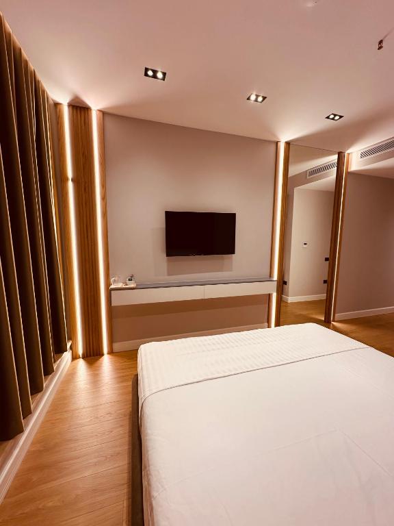 TV a/nebo společenská místnost v ubytování Azul Rooms Tirana