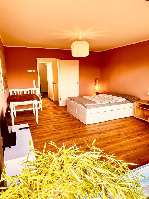 a room with a large bed in the middle of a room at Casa Treveris II in Trier
