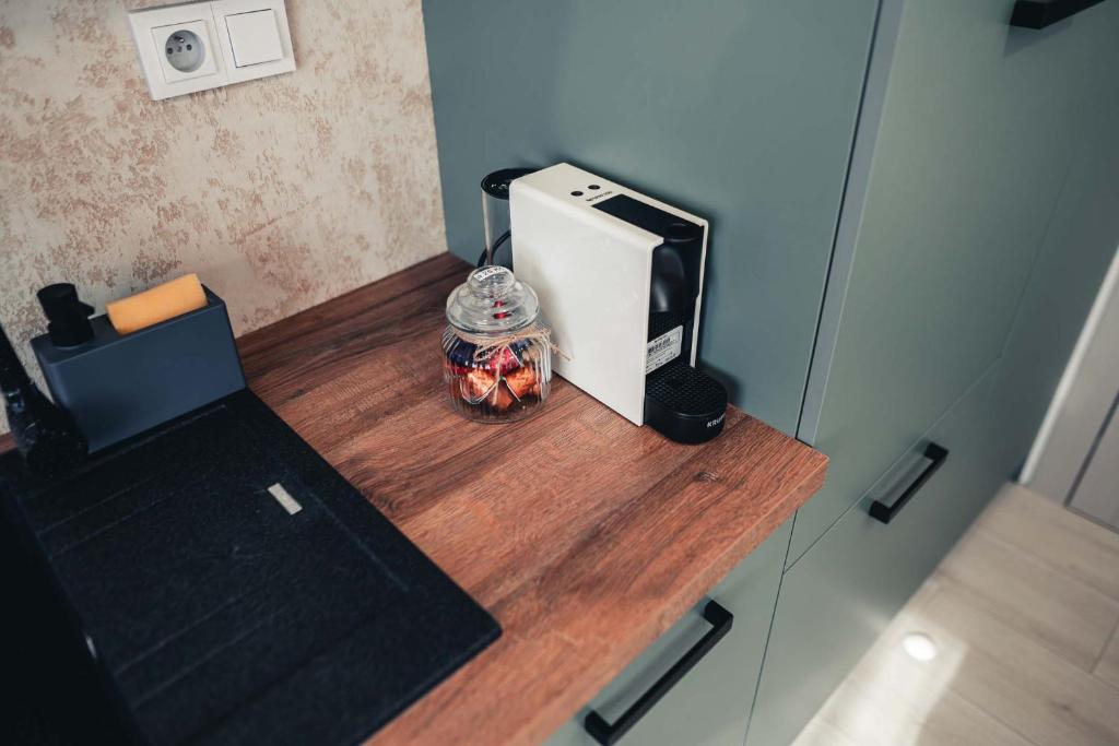 Kuchyň nebo kuchyňský kout v ubytování Apartmány Zelnice Velké Pavlovice