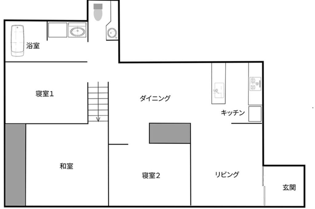 Půdorys ubytování Kitakaruizawa Isshoan ~北軽井沢 一菖庵~