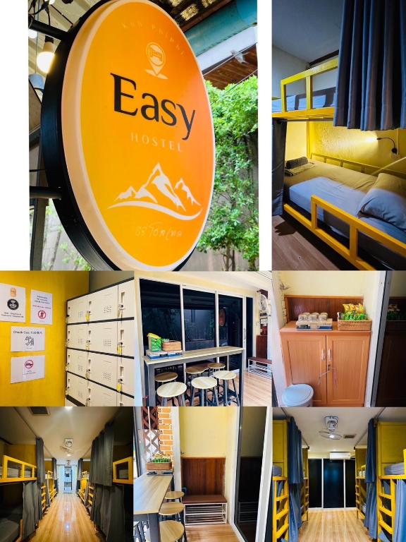 un collage di foto di una casetta di Easy Hostel a Phi Phi Don
