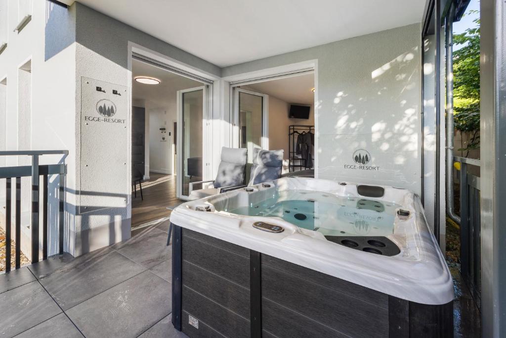 Kuchyň nebo kuchyňský kout v ubytování Egge Resort 7 mit Whirpool u Sauna