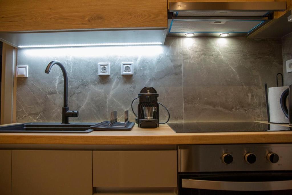 Kuchyň nebo kuchyňský kout v ubytování Nerissa Seafront apartment