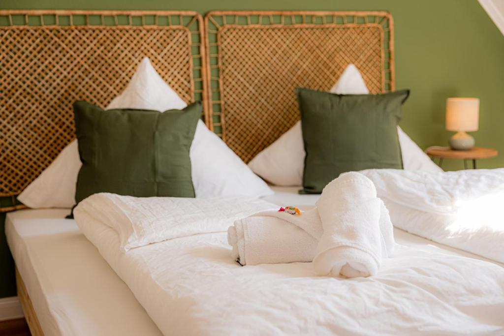 Postel nebo postele na pokoji v ubytování ODA Ferien - Hunde herzlich willkommen