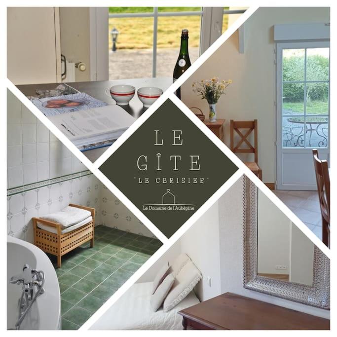 un collage d'images d'une cuisine et d'un salon dans l'établissement Location Gîte Le Cerisier, à Plourhan