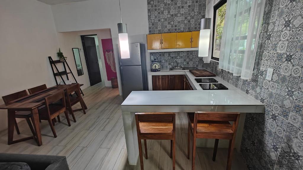 Kuchyň nebo kuchyňský kout v ubytování Tu Departamento en Mahahual