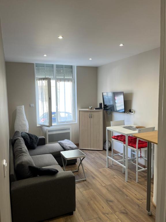 un salon avec un canapé et une table dans l'établissement T2 Berck-plage, à Berck-sur-Mer