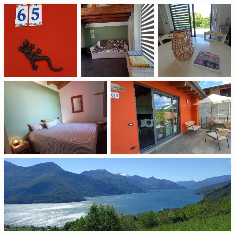 a collage of photos of a hotel room with mountains at Lake in Nature in Consiglio di Rumo