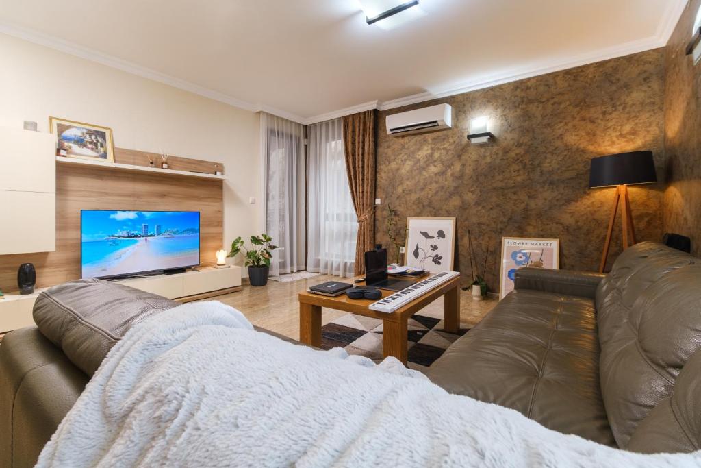 TV a/nebo společenská místnost v ubytování Chic Luxury Escape Close to Kapana Area