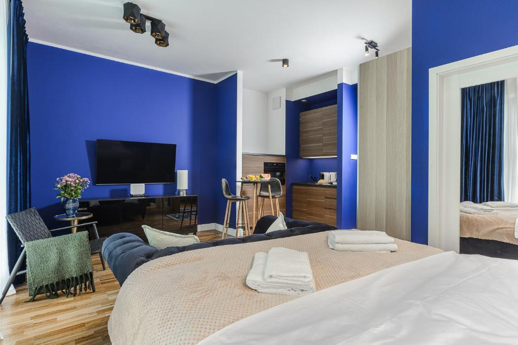 Posteľ alebo postele v izbe v ubytovaní Browary Warszawskie P&O Serviced Apartments