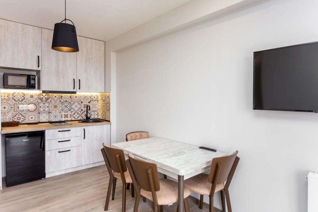 Kuchyň nebo kuchyňský kout v ubytování 1BR Apartment in Twins Gudauri project