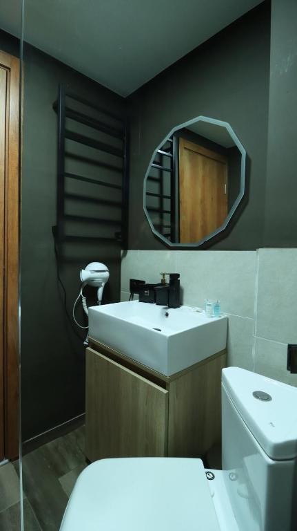 Koupelna v ubytování Cozy Studio Apartment in Marshall Gudauri Project