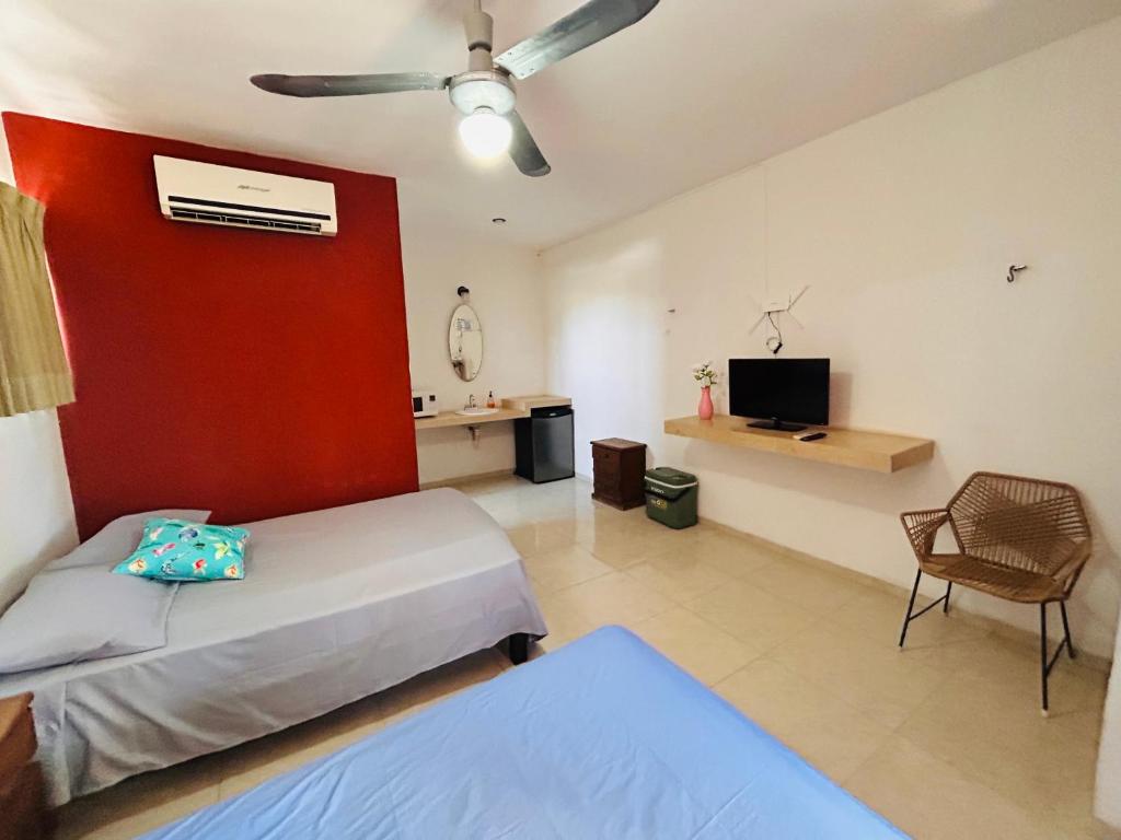 Postel nebo postele na pokoji v ubytování Babymar departamentos a 2 cuadras de la playa.
