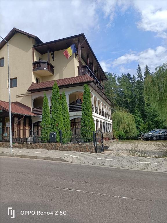 a large building on the side of a street at Pensiunea Margaritar in Predeal