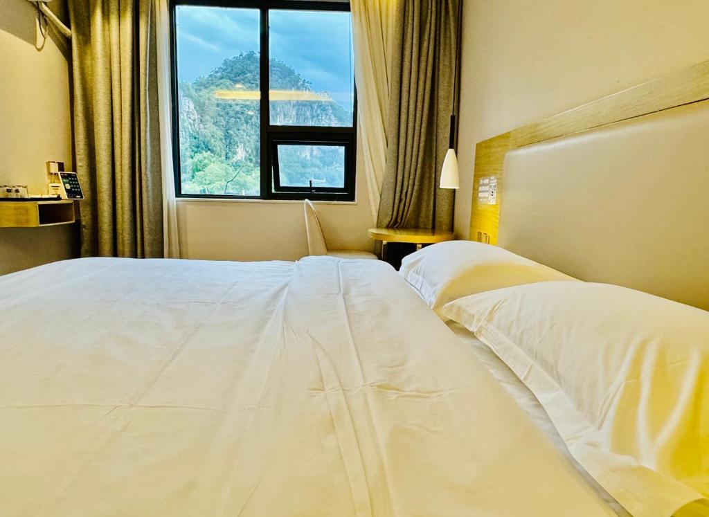 Postel nebo postele na pokoji v ubytování Guilin Tree Hotel