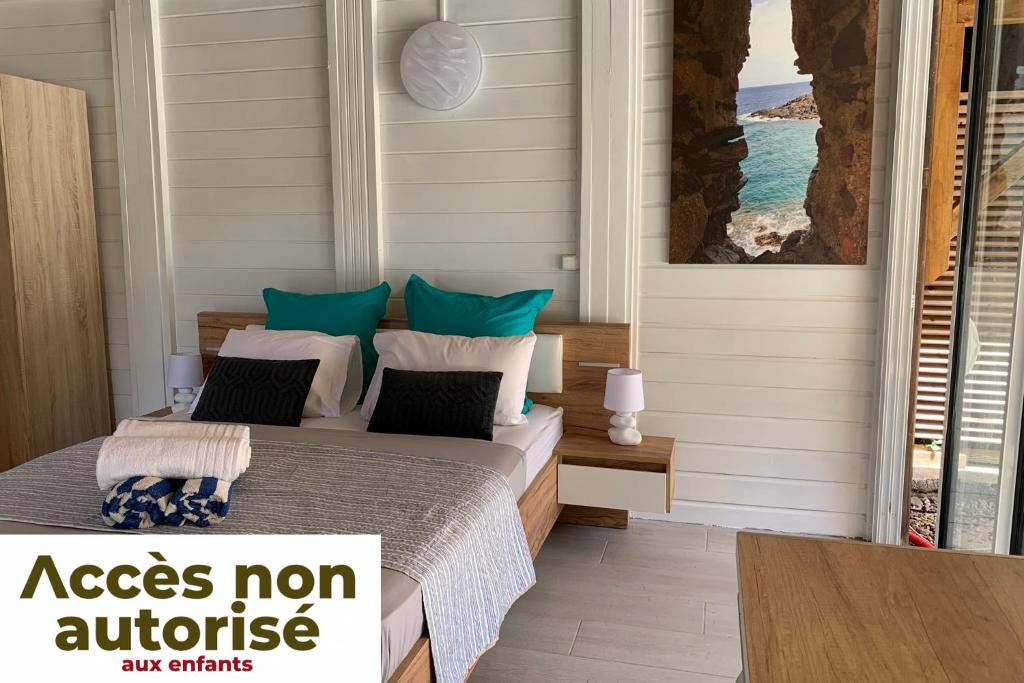 Postel nebo postele na pokoji v ubytování Suite Lagoon climatisée avec piscine, spa privatif