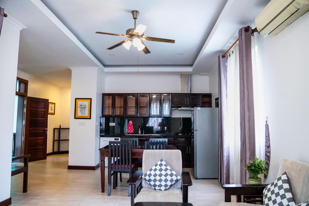Kuchyň nebo kuchyňský kout v ubytování Siemreap Green Residence