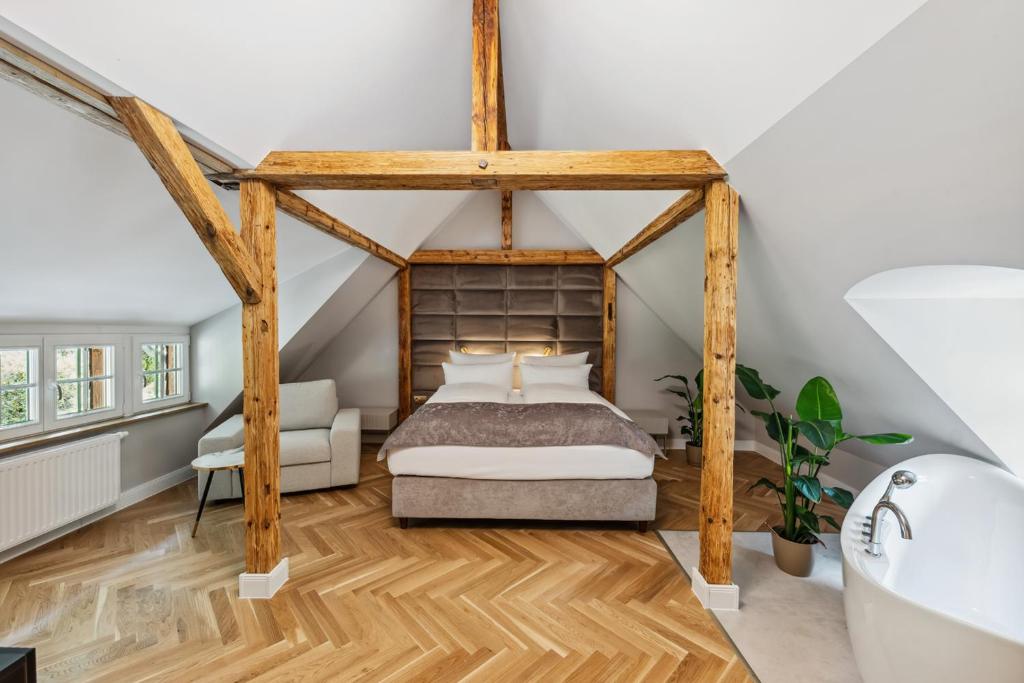 Postel nebo postele na pokoji v ubytování Residenz Hugo